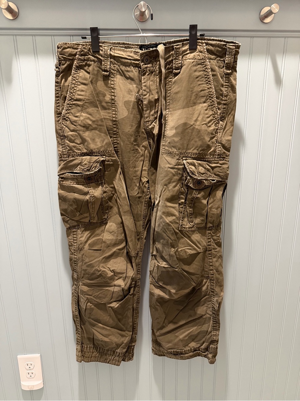 American Eagle Outfitters Olive Brown Cargo Pants with Elastic Cuffs